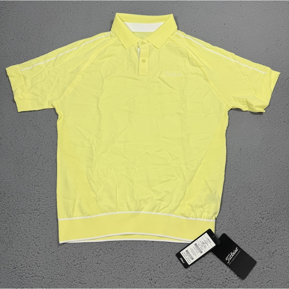 NWT Titleist Polo Shirt Mens Large Yellow‎ Knit Golf Performance TLPMK2309